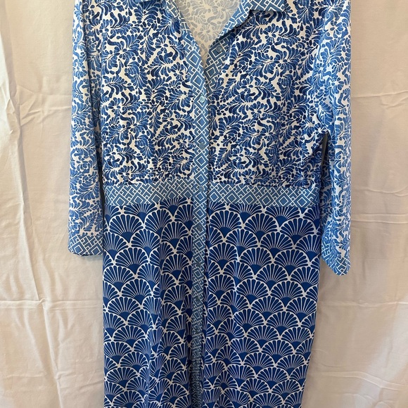J.M. Laughlin Blue and White Print Dress - Picture 1 of 6